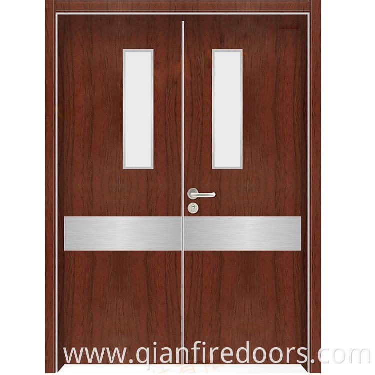 Hospital solid composite pvc and doors interior internal double door wood glass